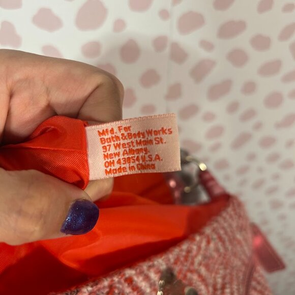 Y2K 90s Mini Bag Tweed Twill Striped Preppy Star Pink Latch Fringe Lined Purse - Picture 9 of 14